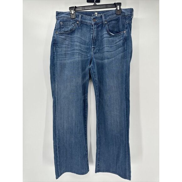 7 For All Mankind Relaxed Zip Fly Straight Leg Size 34 Blue Jeans Mens - Picture 2 of 12